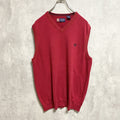 CHAPS RALPH LAUREN　チャップスラルフローレン　ワンポイントロゴニットベストセーター　赤　レッド　Lサイズ　古着