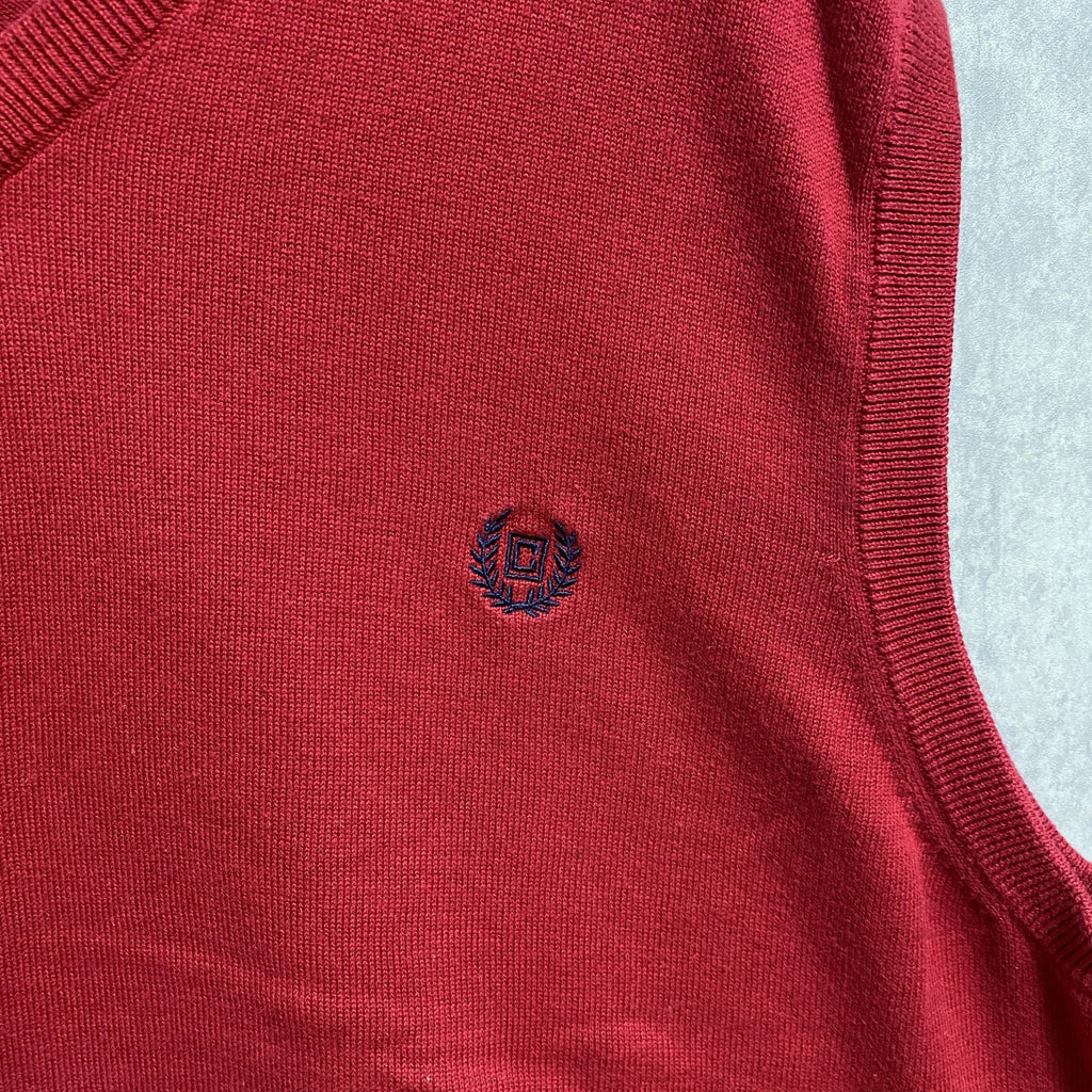 CHAPS RALPH LAUREN　チャップスラルフローレン　ワンポイントロゴニットベストセーター　赤　レッド　Lサイズ　古着