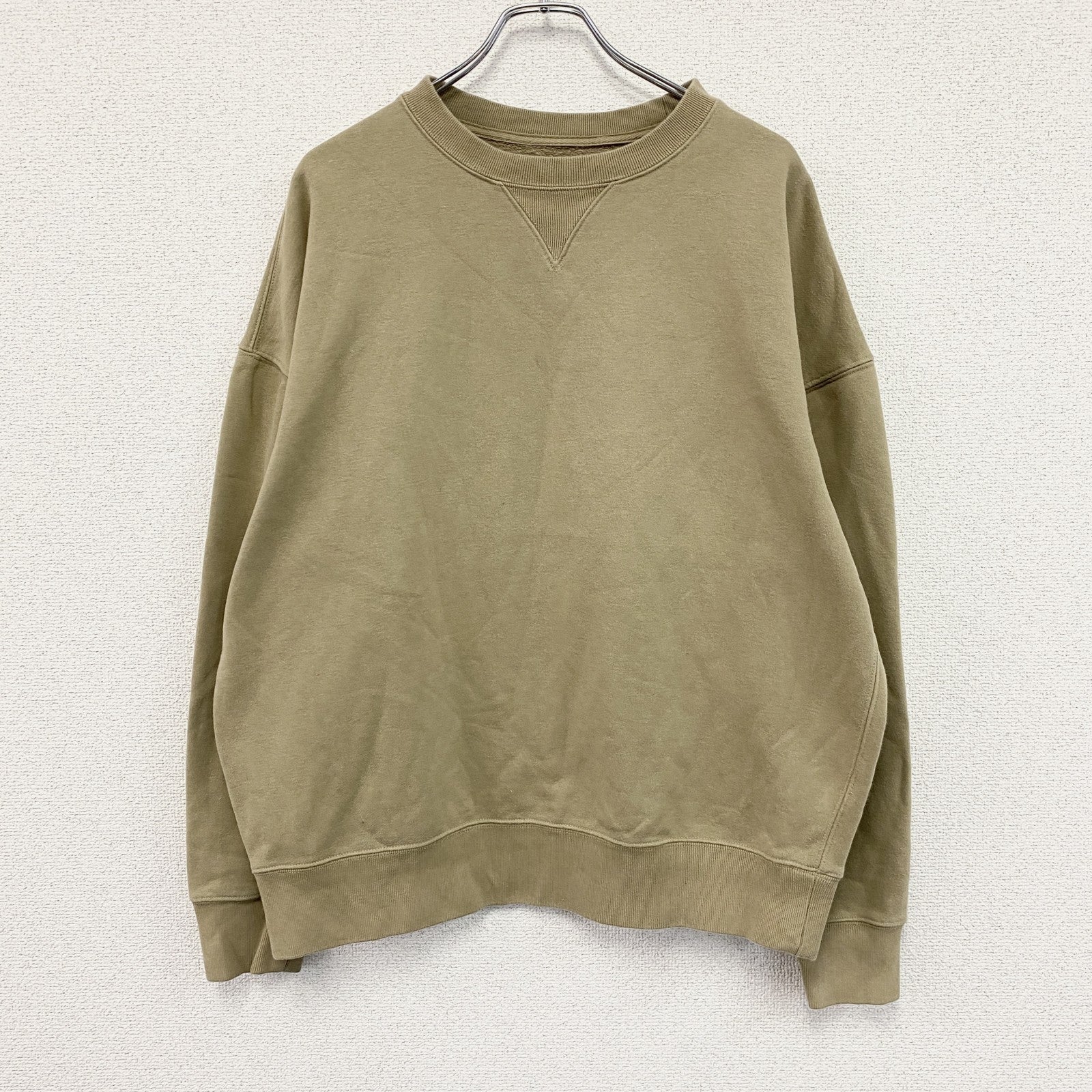GAP　ギャップ　スウェット/トレーナー　前V　無地　ベージュ　Lサイズ　古着
