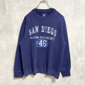 フルーツオブザルーム　SAN DIEGO　長袖プリントスウェット　トレーナー　ネイビー　紺　カレッジ　Sサイズ　古着