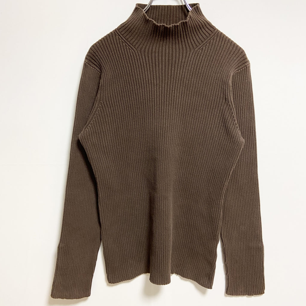 GAP　ギャップ　長袖無地ハイネックリブニット　セーター　ノームコア　シンプル　茶色　ブラウン　秋冬服　古着
