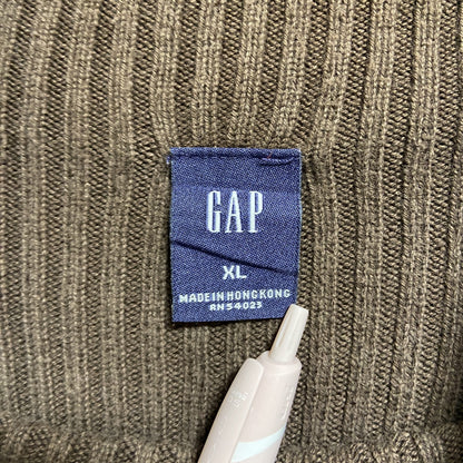 古着 used　GAP　ギャップ　長袖無地ハイネックリブニット　セーター　ノームコア　シンプル　茶色　ブラウン　秋冬服