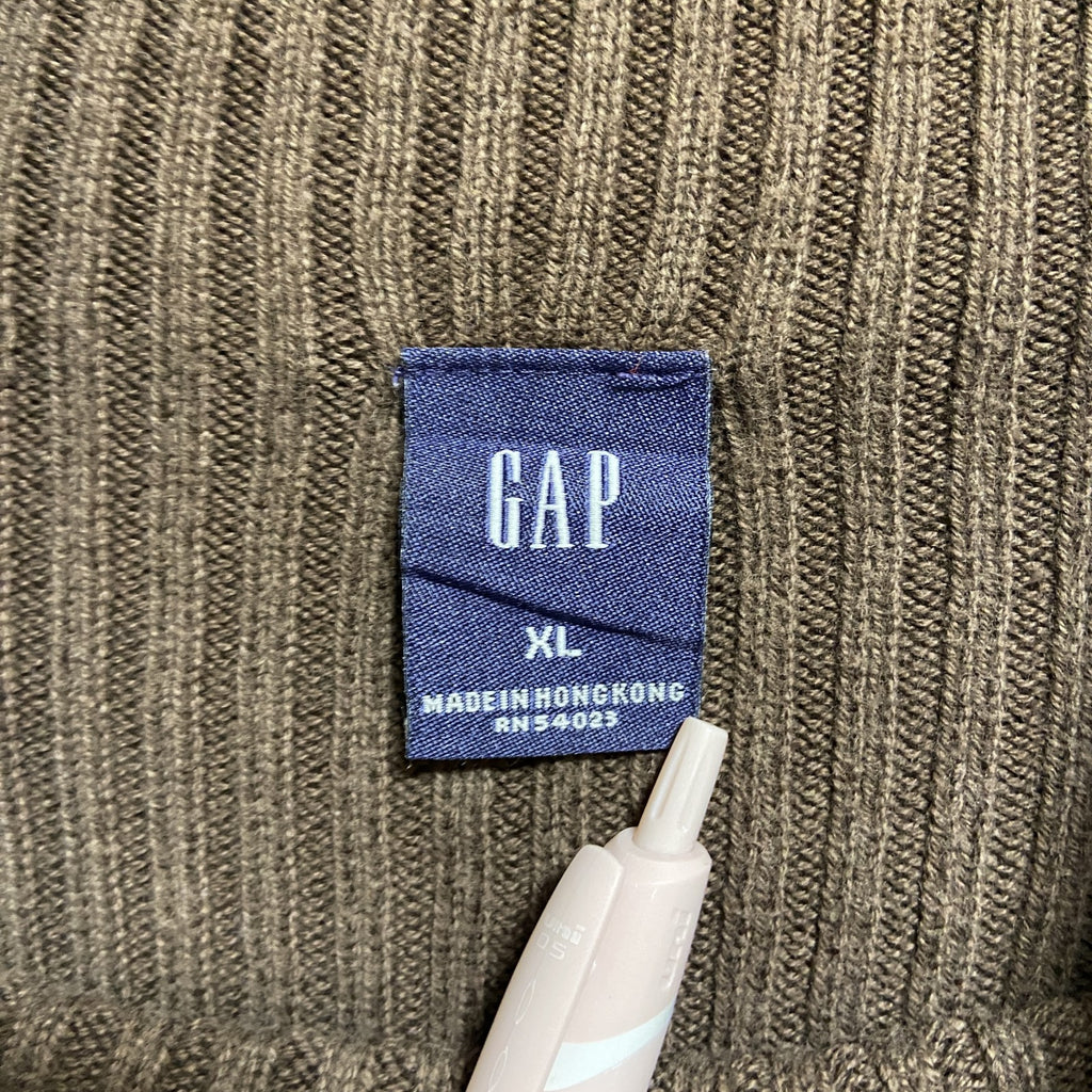 GAP　ギャップ　長袖無地ハイネックリブニット　セーター　ノームコア　シンプル　茶色　ブラウン　秋冬服　古着