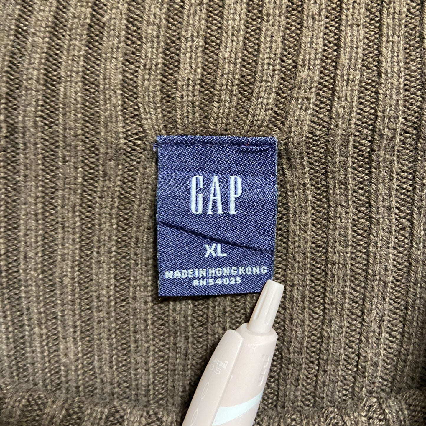 古着 used　GAP　ギャップ　長袖無地ハイネックリブニット　セーター　ノームコア　シンプル　茶色　ブラウン