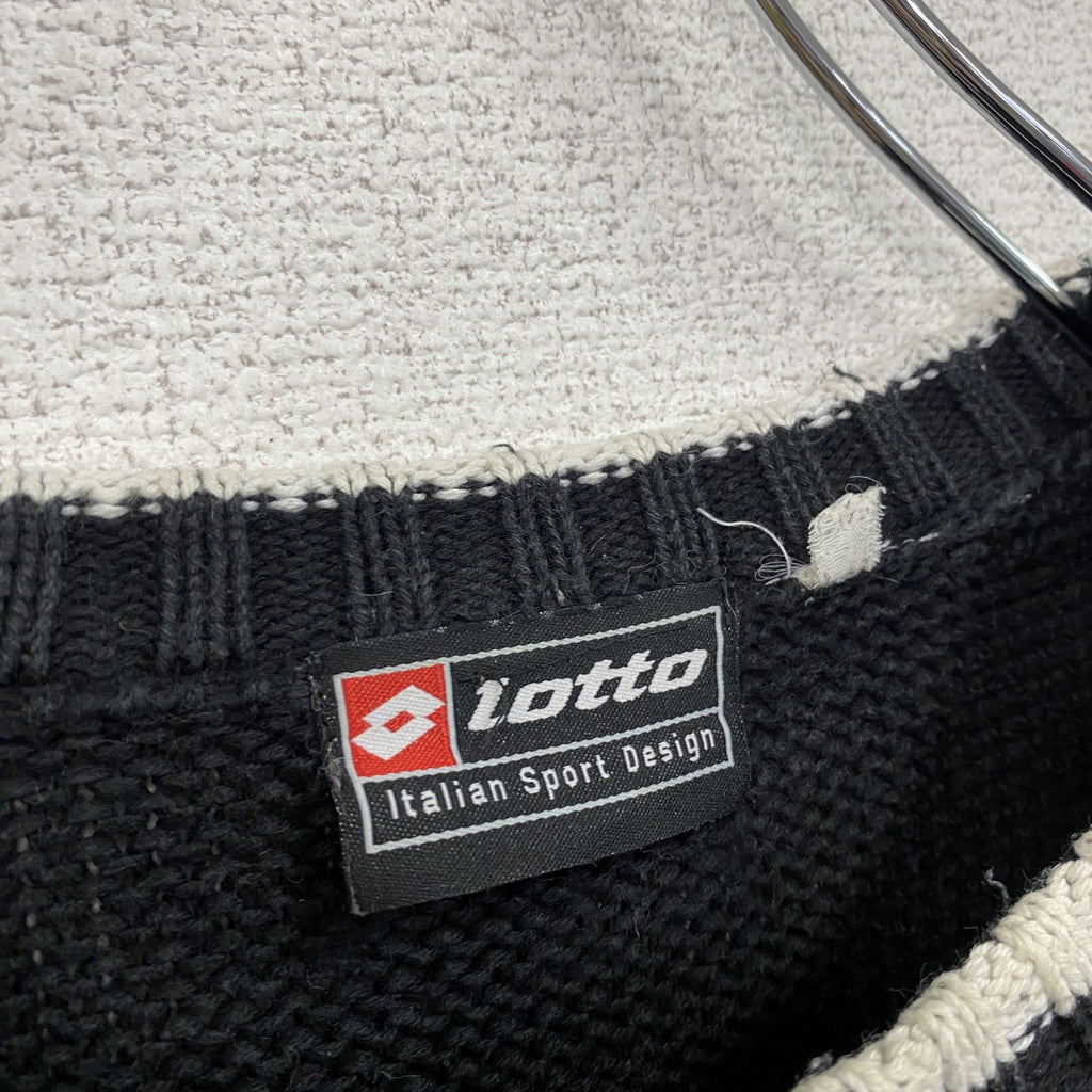 ～00s　Lotto　ロット　コットンニットセーター　ヴィンテージ　黒　ブラック　Ｍサイズ　古着