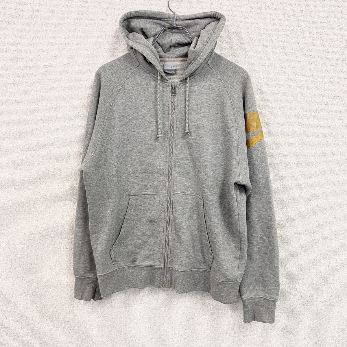 00s　NIKE　ナイキ　フルジップスウェットパーカー/フーディー　スウッシュ　ヴィンテージ　灰色　グレー　Lサイズ　古着