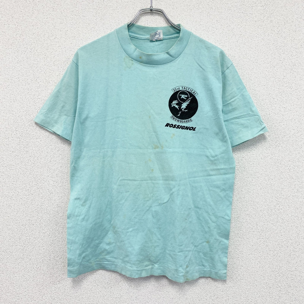 90s　Softee　TEE JAYS　半袖プリントTシャツ　シングルステッチ　アーチプリント　ヴィンテージ　水色　ライトブルー　Mサイズ　古着