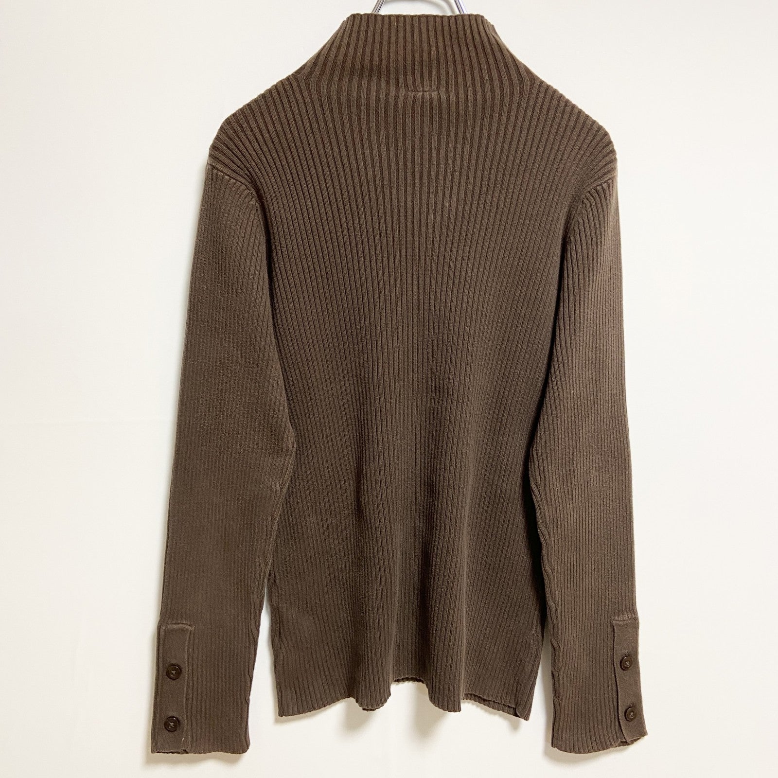GAP　ギャップ　長袖無地ハイネックリブニット　セーター　ノームコア　シンプル　茶色　ブラウン　秋冬服　古着