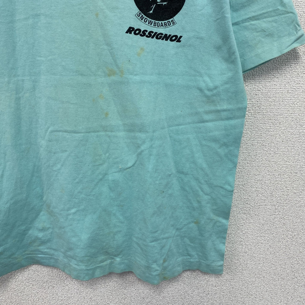 90s　Softee　TEE JAYS　半袖プリントTシャツ　シングルステッチ　アーチプリント　ヴィンテージ　水色　ライトブルー　Mサイズ　古着