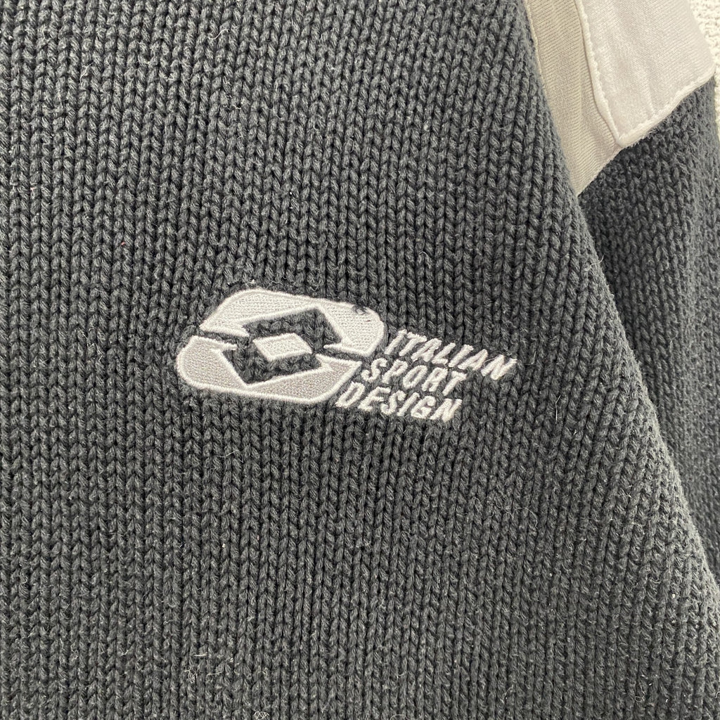 ～00s　Lotto　ロット　コットンニットセーター　ヴィンテージ　黒　ブラック　Ｍサイズ　古着