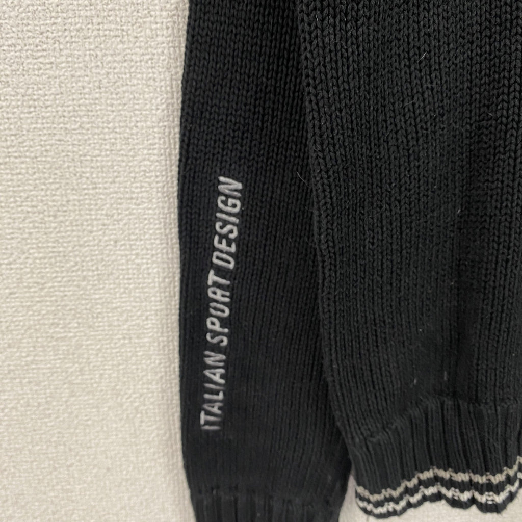 ～00s　Lotto　ロット　コットンニットセーター　ヴィンテージ　黒　ブラック　Ｍサイズ　古着