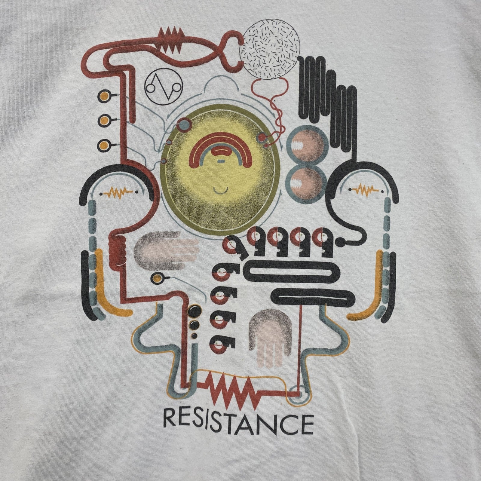 GILDAN　ギルダン　半袖プリントTシャツ　resistance　クルーネック　白　ホワイト　Mサイズ　古着