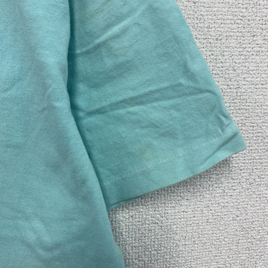 90s　Softee　TEE JAYS　半袖プリントTシャツ　シングルステッチ　アーチプリント　ヴィンテージ　水色　ライトブルー　Mサイズ　古着