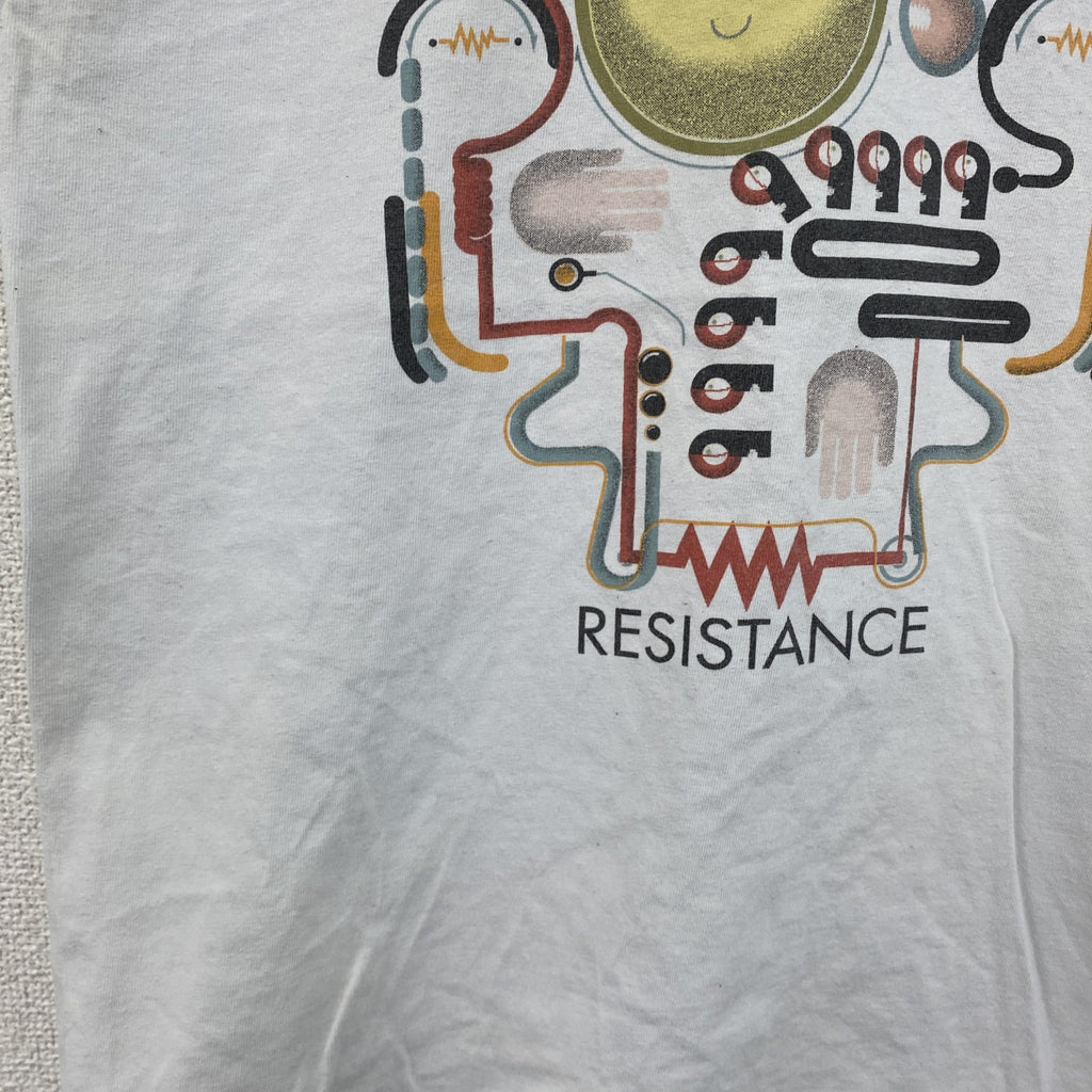 GILDAN　ギルダン　半袖プリントTシャツ　resistance　クルーネック　白　ホワイト　Mサイズ　古着