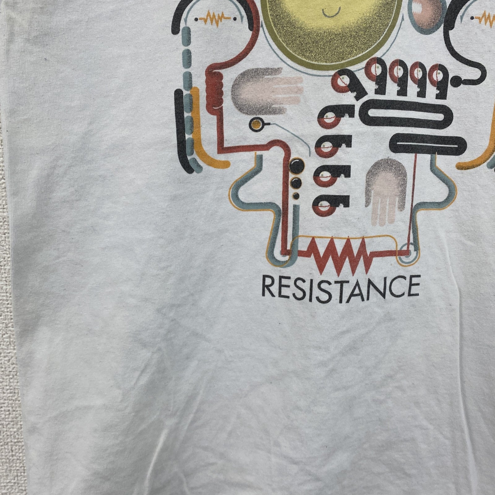 GILDAN　ギルダン　半袖プリントTシャツ　resistance　クルーネック　白　ホワイト　Mサイズ　古着