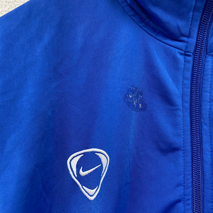 00s　NIKE　ナイキ　トラックジャケット/ジャージ　ヴィンテージ　刺繍ロゴ　スウッシュロゴ　青　ブルー　Mサイズ
