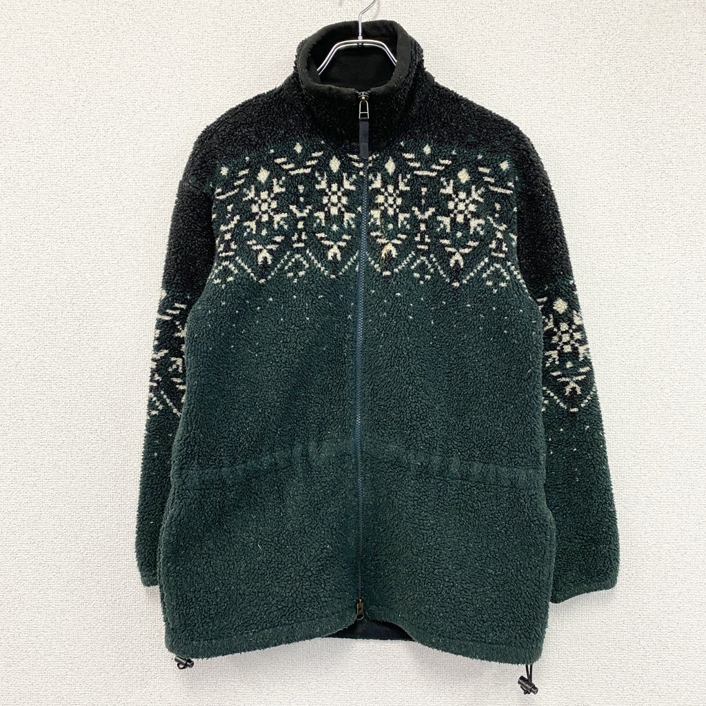 ～90s　Columbia　コロンビア　フリースジャケット/ボアジャケット　ノルディック柄　ヴィンテージ　緑　グリーン　Sサイズ　古着