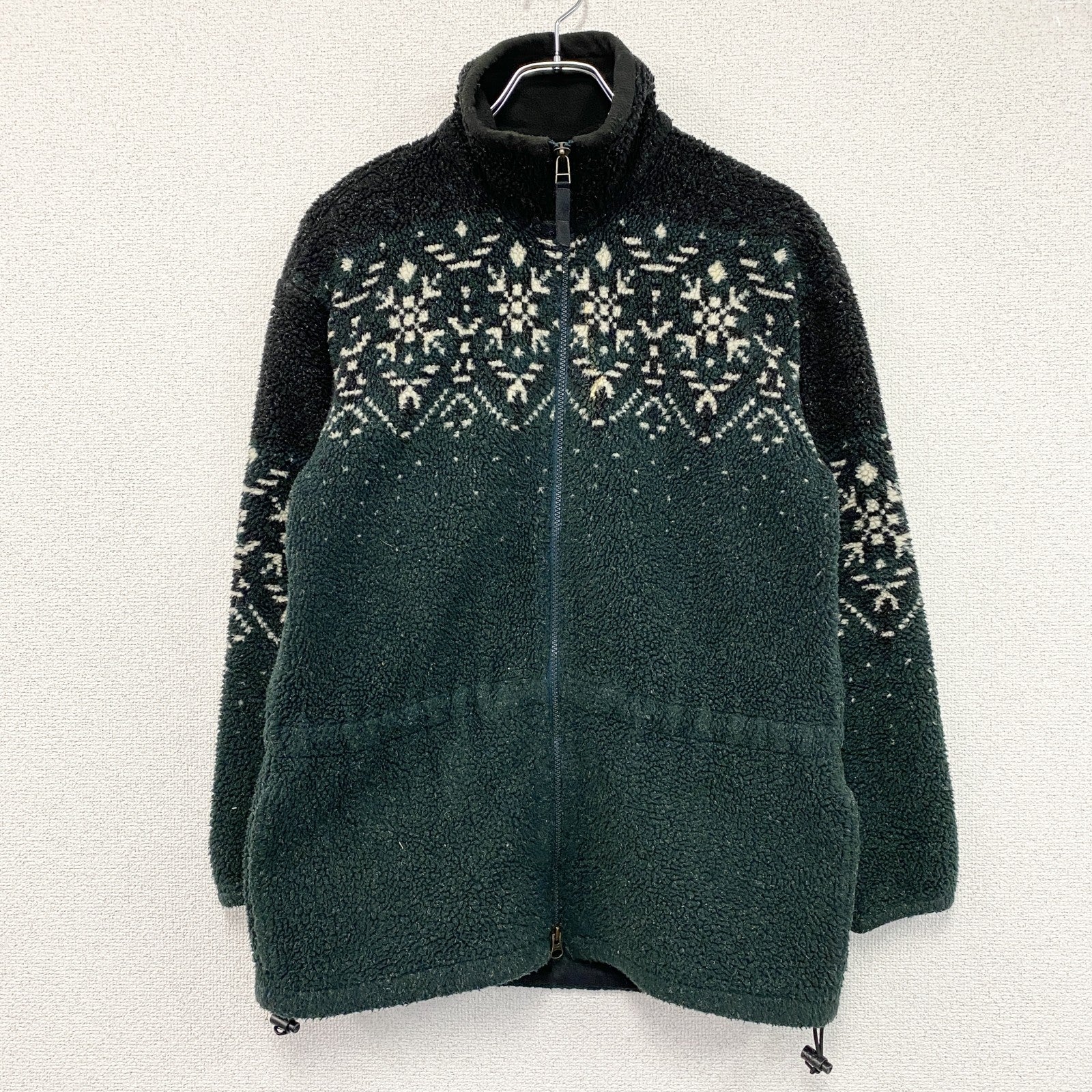 ～90s　Columbia　コロンビア　フリースジャケット/ボアジャケット　ノルディック柄　ヴィンテージ　緑　グリーン　Sサイズ　古着