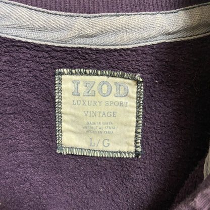 古着 used　IZOD LUXURY SPORT VINTAGE　長袖ハーフジップスウェット　トレーナー　刺繍　紫　Lサイズ