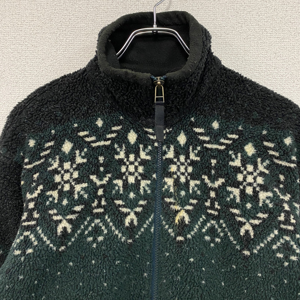 ～90s　Columbia　コロンビア　フリースジャケット/ボアジャケット　ノルディック柄　ヴィンテージ　緑　グリーン　Sサイズ　古着