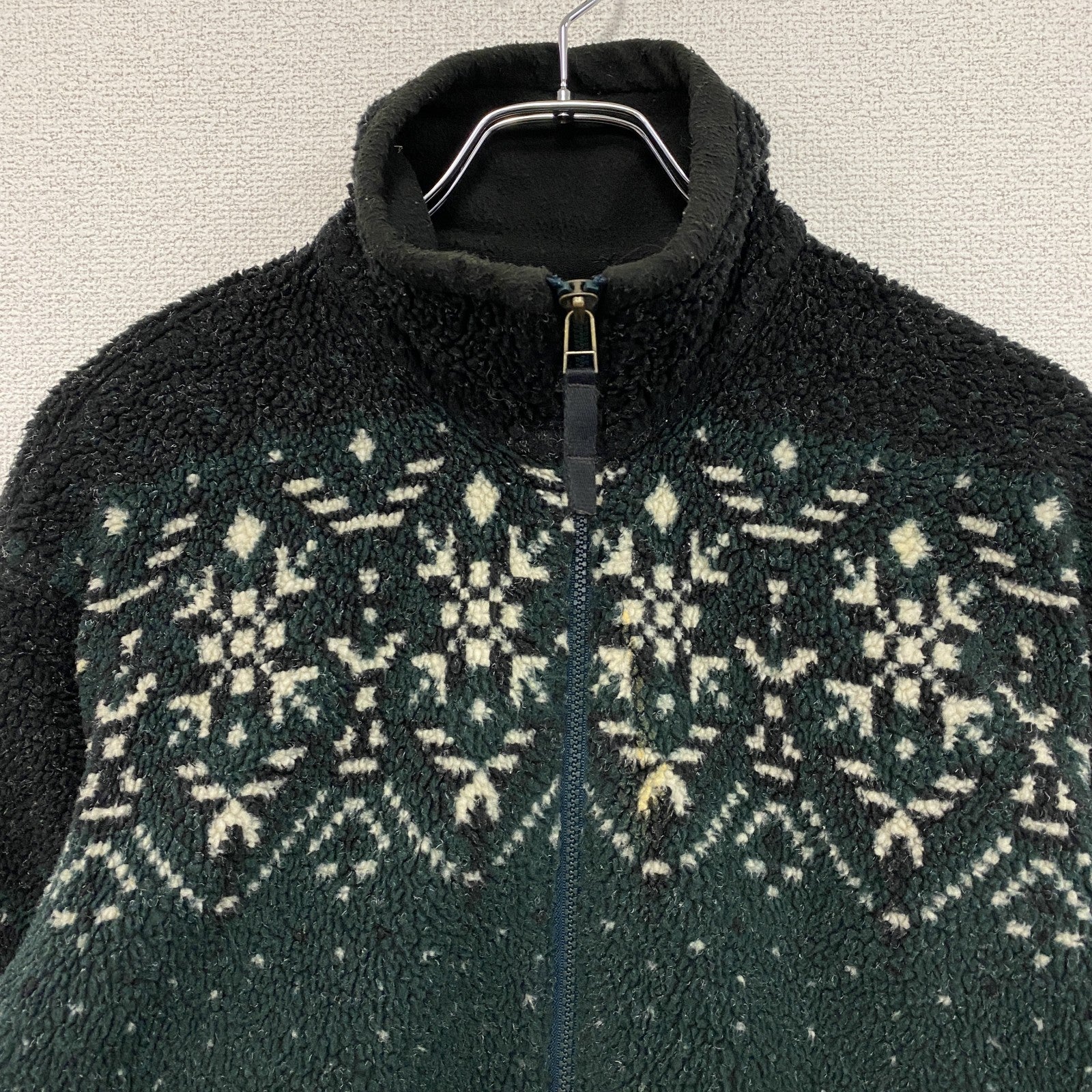 ～90s　Columbia　コロンビア　フリースジャケット/ボアジャケット　ノルディック柄　ヴィンテージ　緑　グリーン　Sサイズ　古着