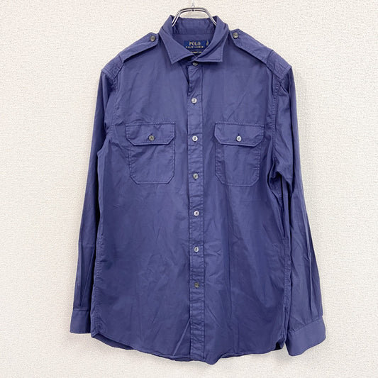 Ralph Lauren　ラルフローレン　長袖ミリタリーシャツ　エポレット　2ポケット　青　ブルー　Mサイズ