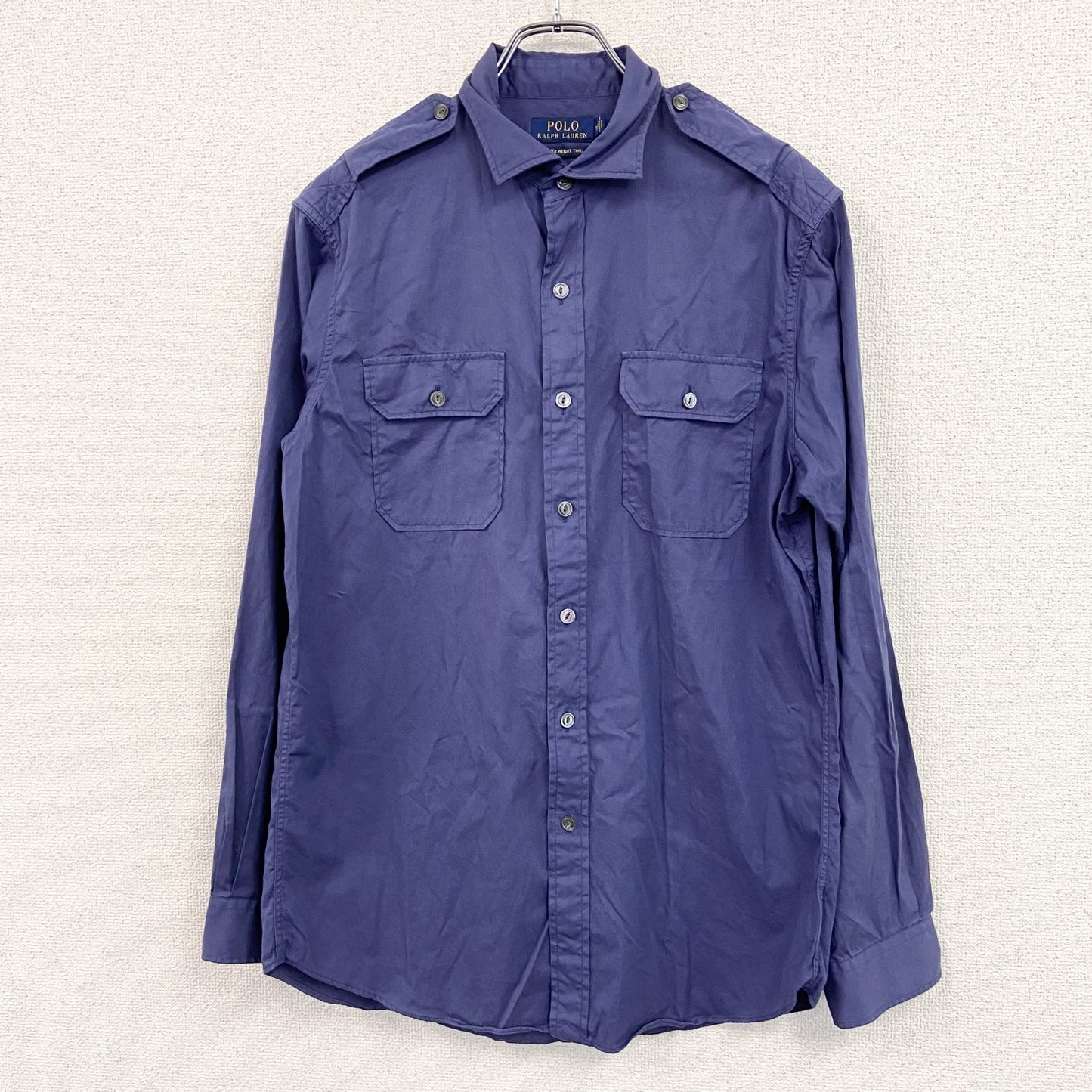 Ralph Lauren　ラルフローレン　長袖ボタンシャツ　フラップ付きポケット　青　ブルー　Mサイズ