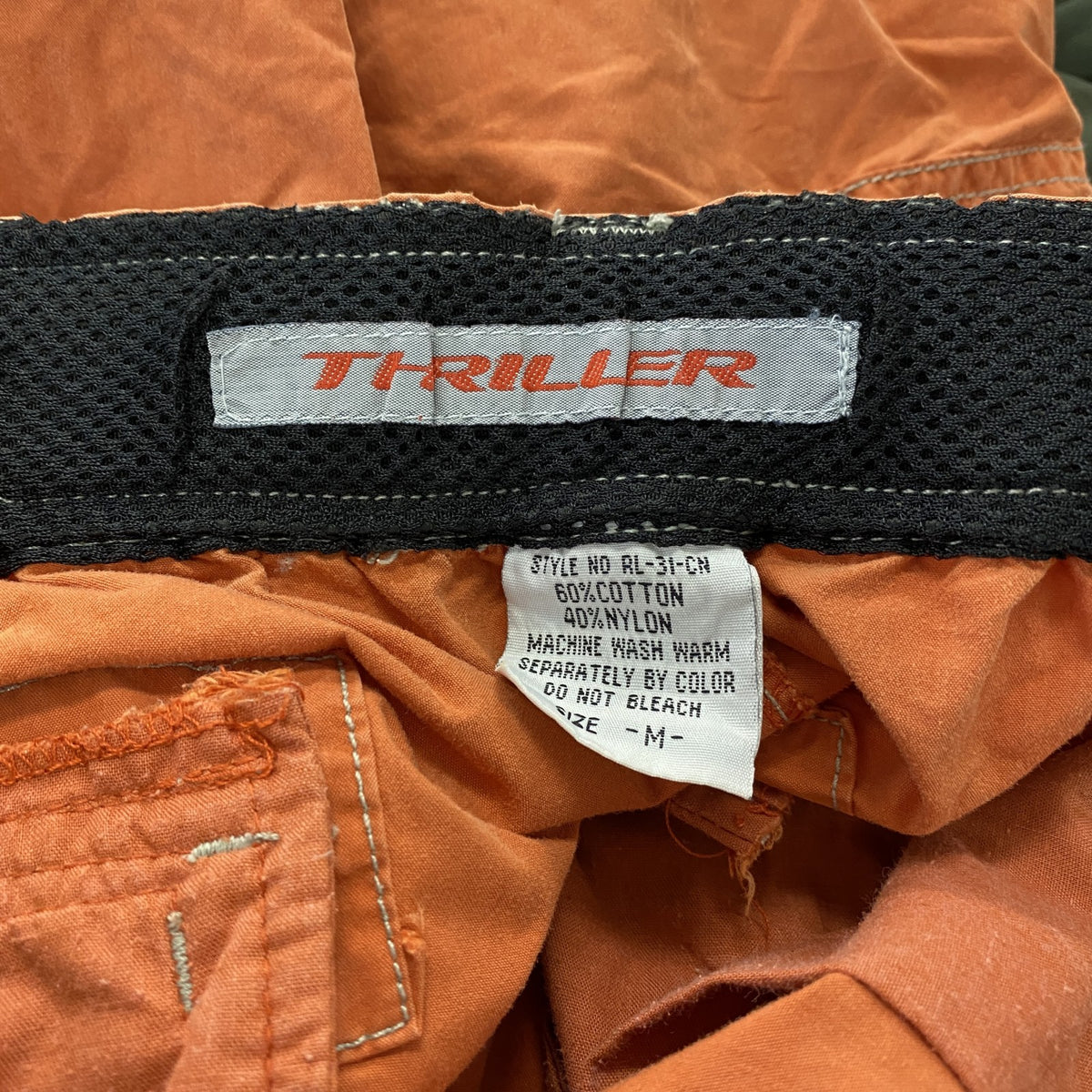 90s～　THRILLER　カーゴショートパンツ　ハーフパンツ/ショートパンツ　フェード　オレンジ　Mサイズ　　ヴィンテージ　古着