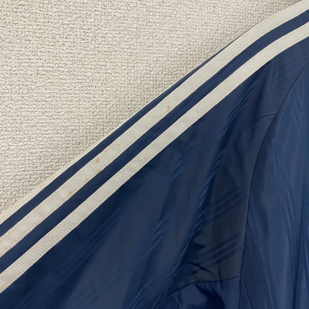 adidas　アディダス　ベンチコート　中綿入り　パフォーマンスロゴ　デカロゴ　比翼仕立て　青　ブルー　Lサイズ　古着