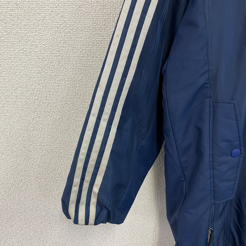 adidas　アディダス　ベンチコート　中綿入り　パフォーマンスロゴ　デカロゴ　比翼仕立て　青　ブルー　Lサイズ　古着