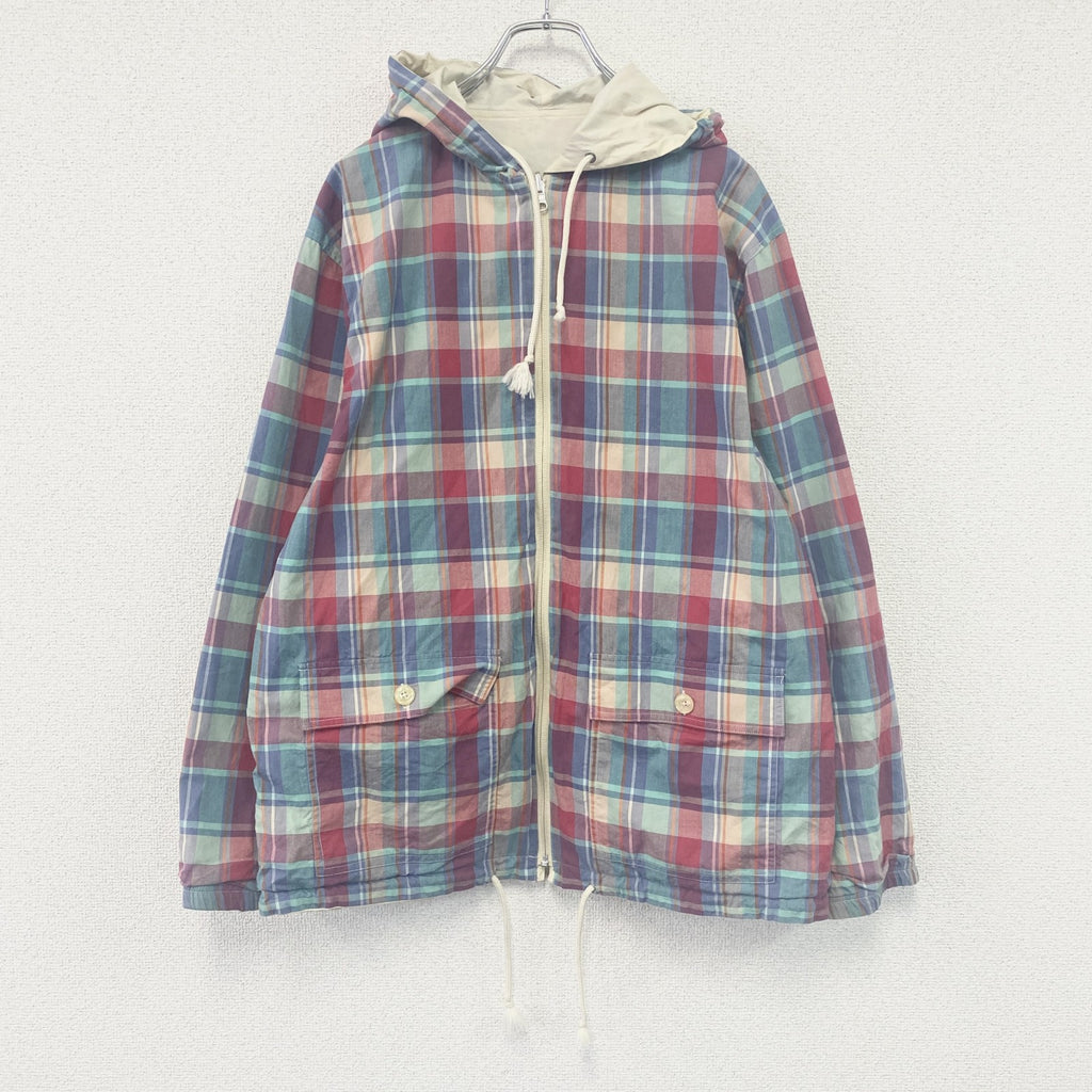 VAN Jacket　ヴァンジャケット　フルジップパーカー/フーディー　リバーシブル　チェック柄　マルチカラー　アイボリー　Lサイズ　古着