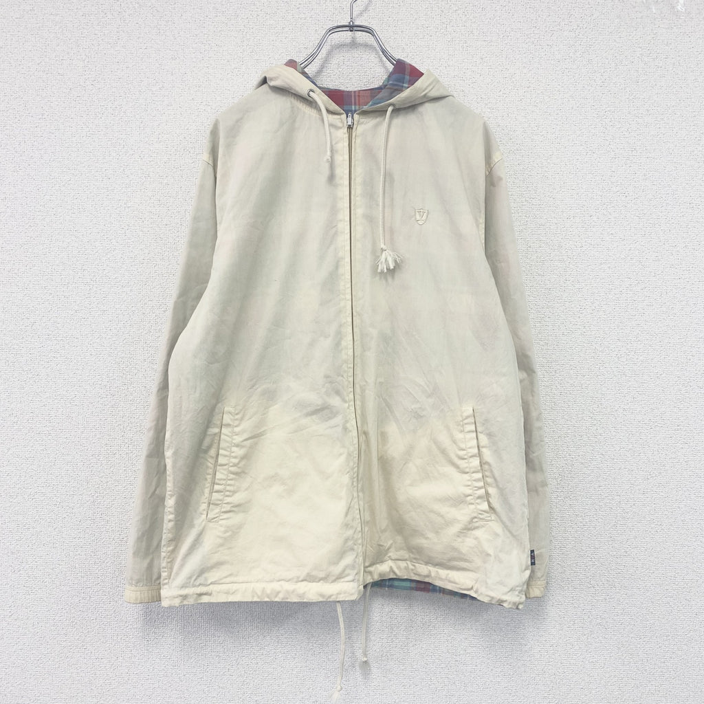 VAN Jacket　ヴァンジャケット　フルジップパーカー/フーディー　リバーシブル　チェック柄　マルチカラー　アイボリー　Lサイズ　古着
