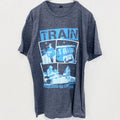 半袖バンドプリントTシャツ　トレイン　音楽　ロック　灰色　グレー　クルーネック　レトロデザイン　Lサイズ　古着