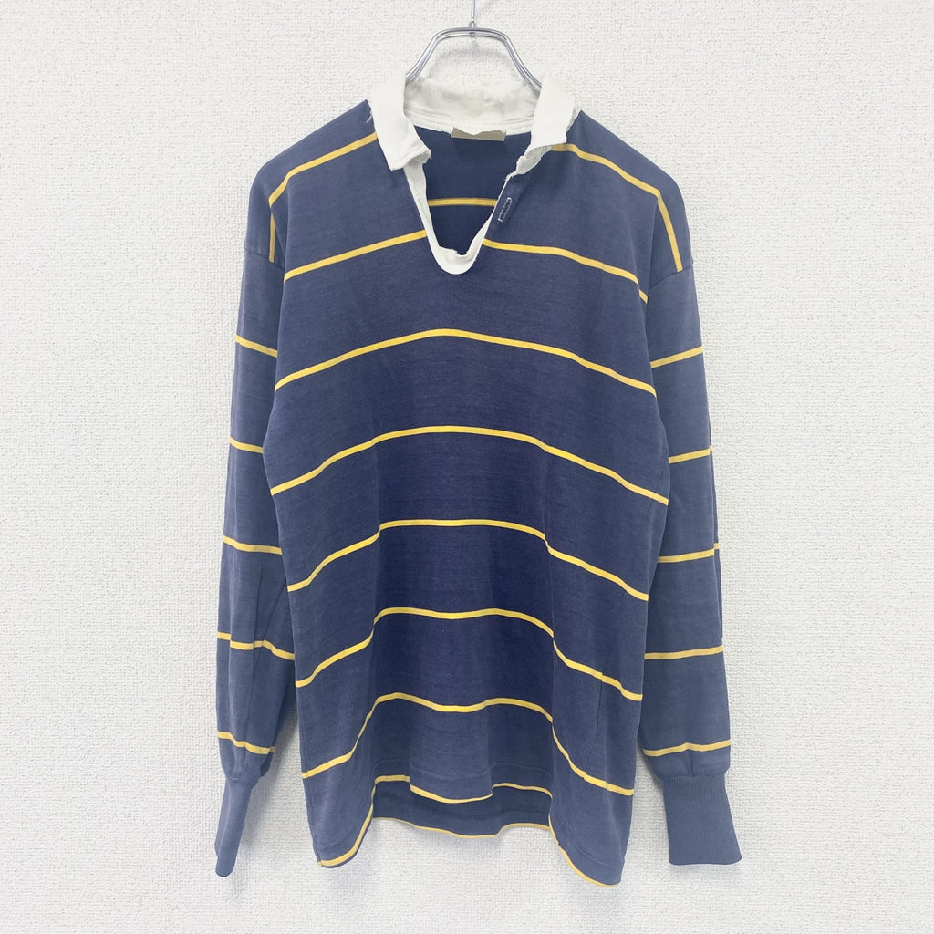 Canterbury　カンタベリー　長袖ポロシャツ/ラガーシャツ　ボーダー　紺　ネイビー　Sサイズ　古着