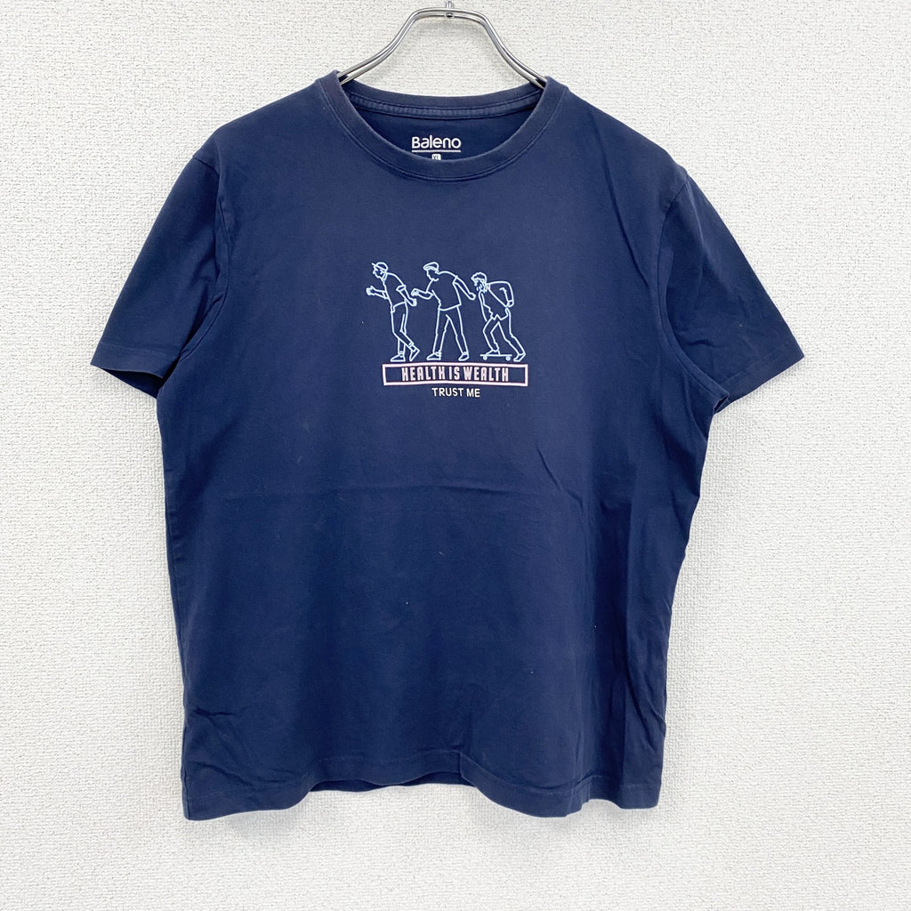 Baleno　半袖プリントTシャツ　紺 ネイビー　XLサイズ　古着