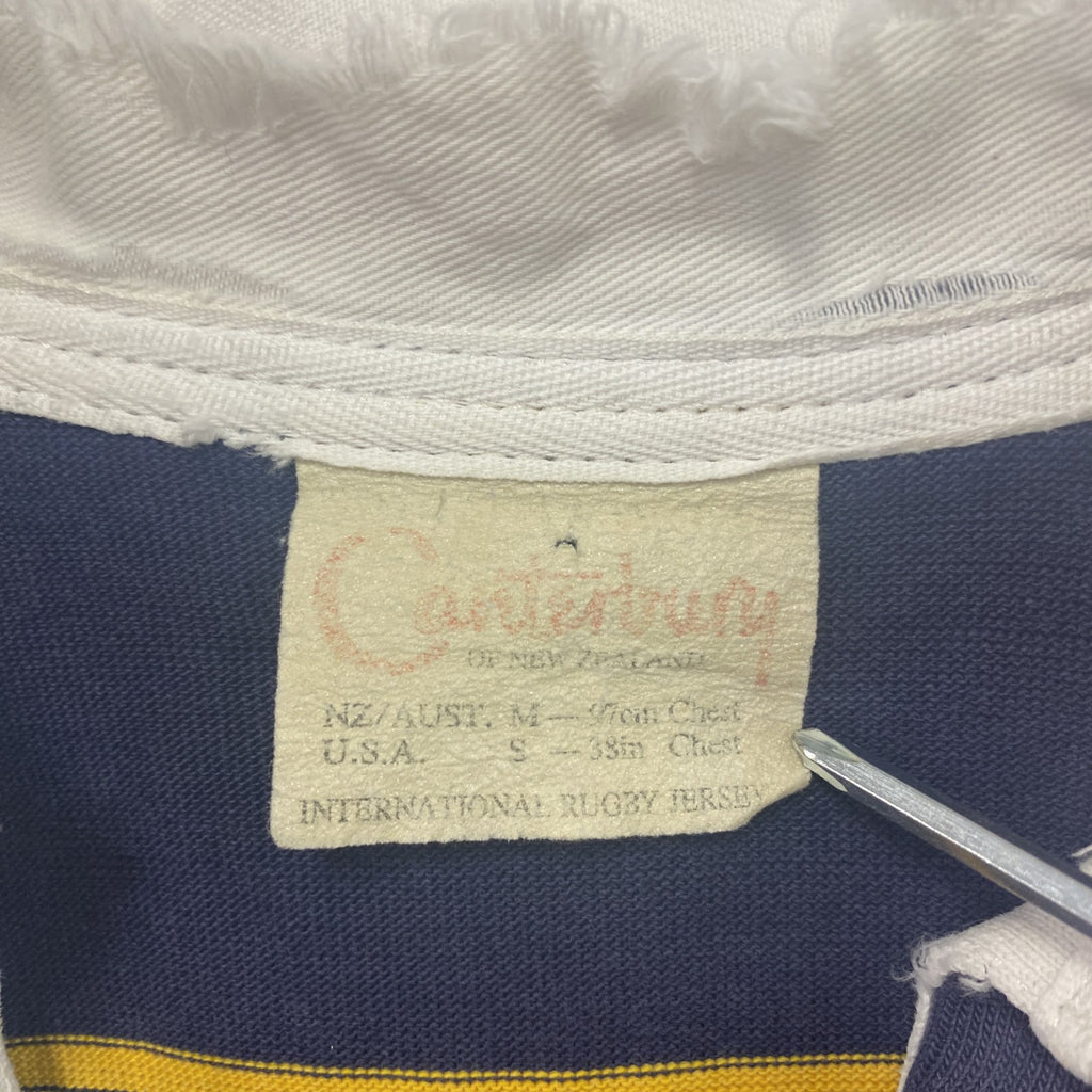 Canterbury　カンタベリー　長袖ポロシャツ/ラガーシャツ　ボーダー　紺　ネイビー　Sサイズ　古着