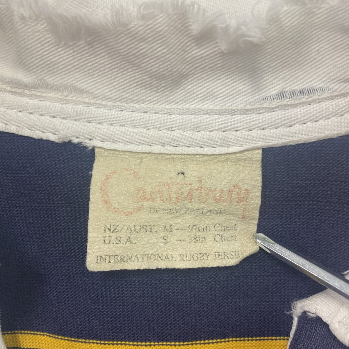 Canterbury　カンタベリー　長袖ポロシャツ/ラガーシャツ　ボーダー　紺　ネイビー　Sサイズ　古着