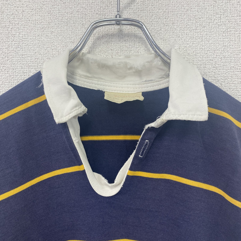 Canterbury　カンタベリー　長袖ポロシャツ/ラガーシャツ　ボーダー　紺　ネイビー　Sサイズ　古着