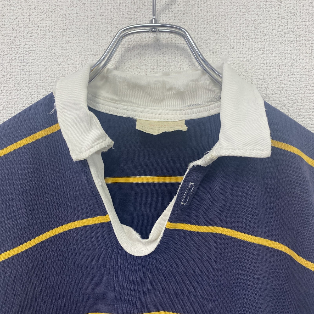 Canterbury　カンタベリー　長袖ポロシャツ/ラガーシャツ　ボーダー　紺　ネイビー　Sサイズ　古着
