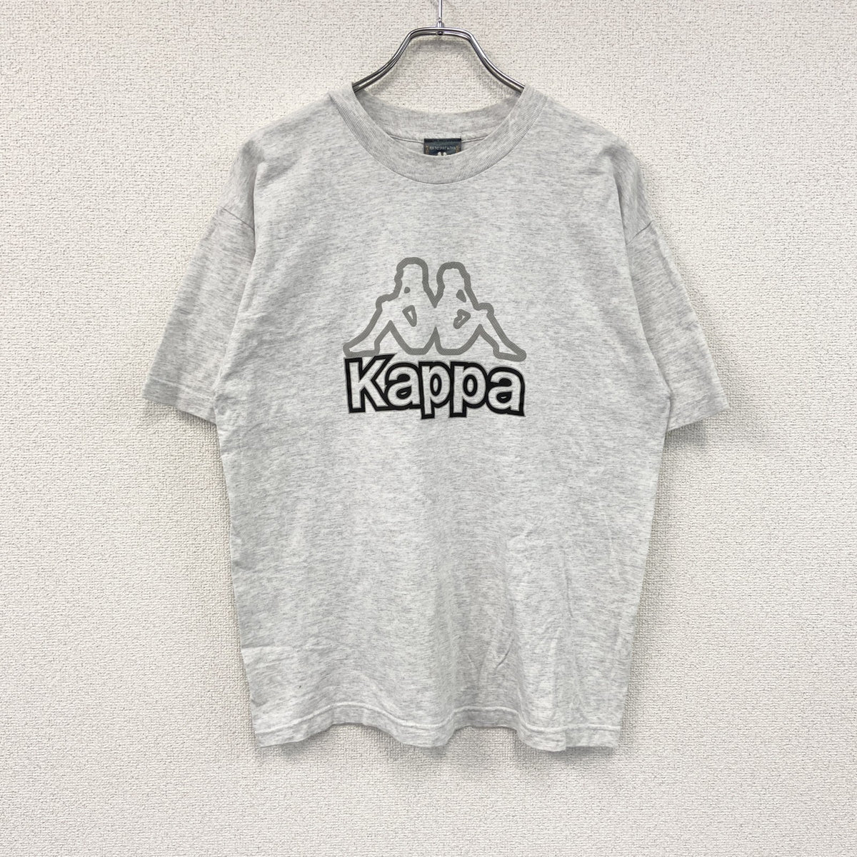 Kappa　カッパ　半袖プリントＴシャツ　霜降りグレー　Lサイズ Tシャツ カットソー メンズ 古着