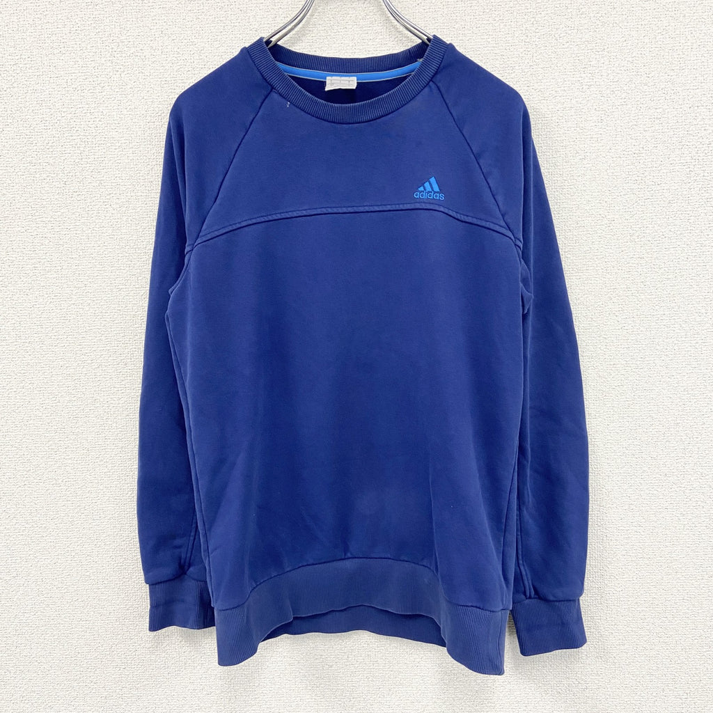 adidas　アディダス　スウェット/トレーナー　パフォーマンスロゴ　ラグランスリープ　青　ブルー　Sサイズ　古着