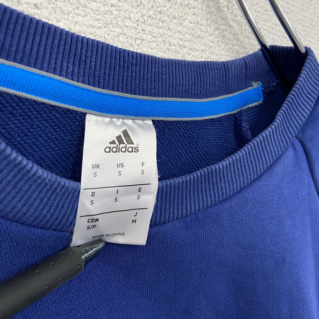 adidas　アディダス　スウェット/トレーナー　パフォーマンスロゴ　ラグランスリープ　青　ブルー　Sサイズ　古着