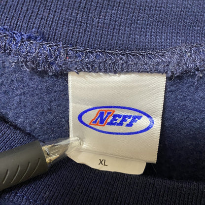 古着 used　NEFF　90s　FIAAA　長袖ワッペンスウェット　トレーナー　紺　クルーネック　ビックシルエット　XLサイズ