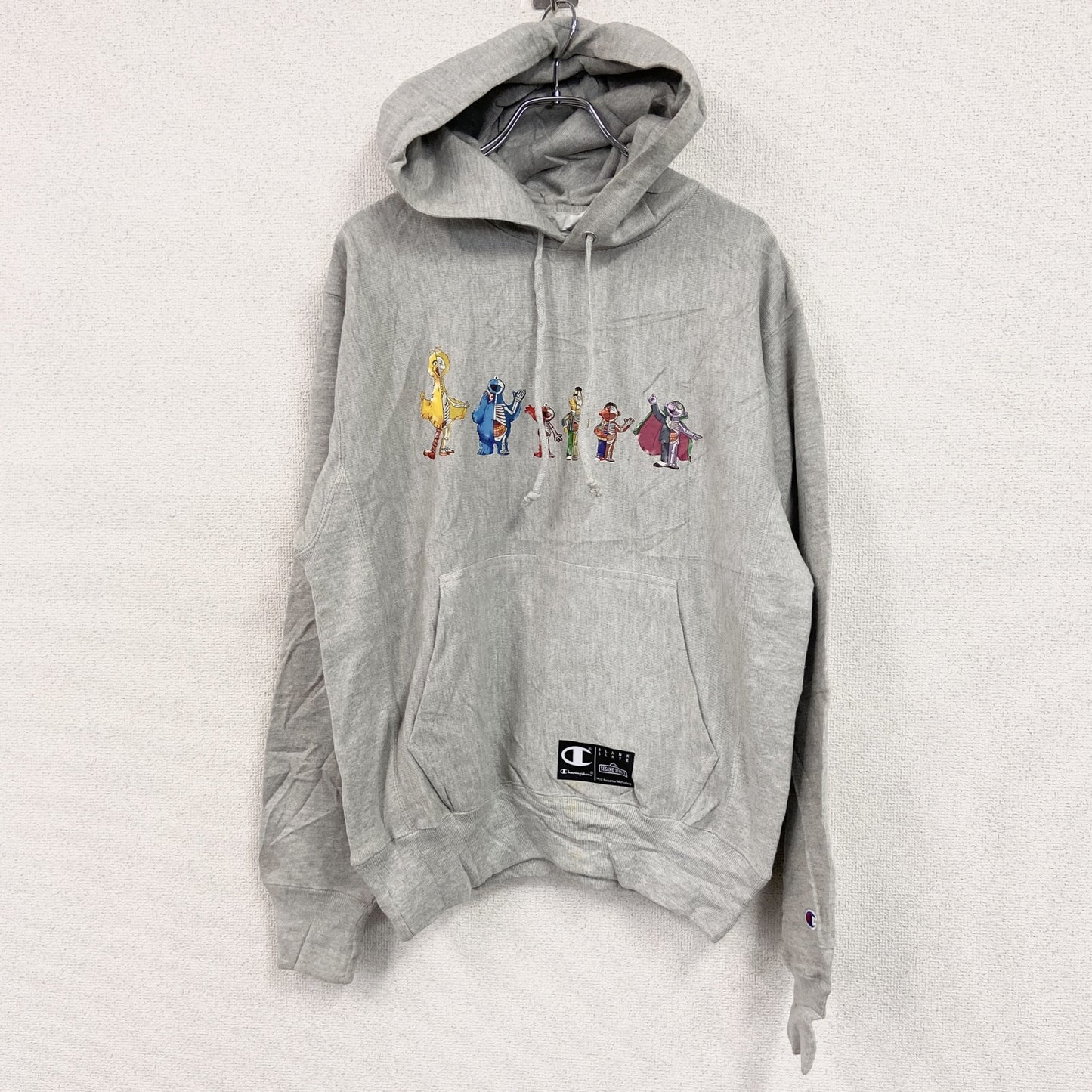 Champion　リバースウィーブ　スウェットパーカー/フーディー　セサミストリート　グレー　Lサイズ