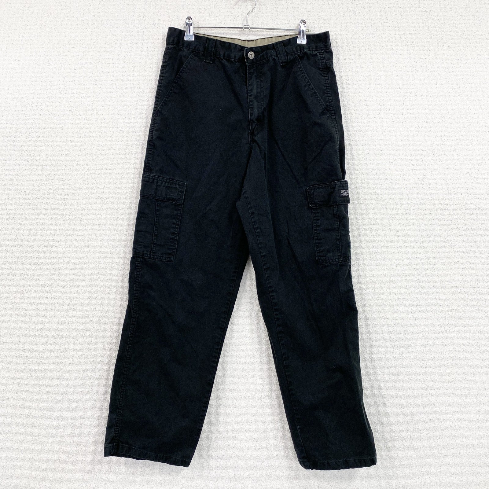 Wrangler　ラングラー　カーゴパンツ　ワークパンツ　ジップフライ　ワンポイント　黒　ブラック　32サイズ　古着
