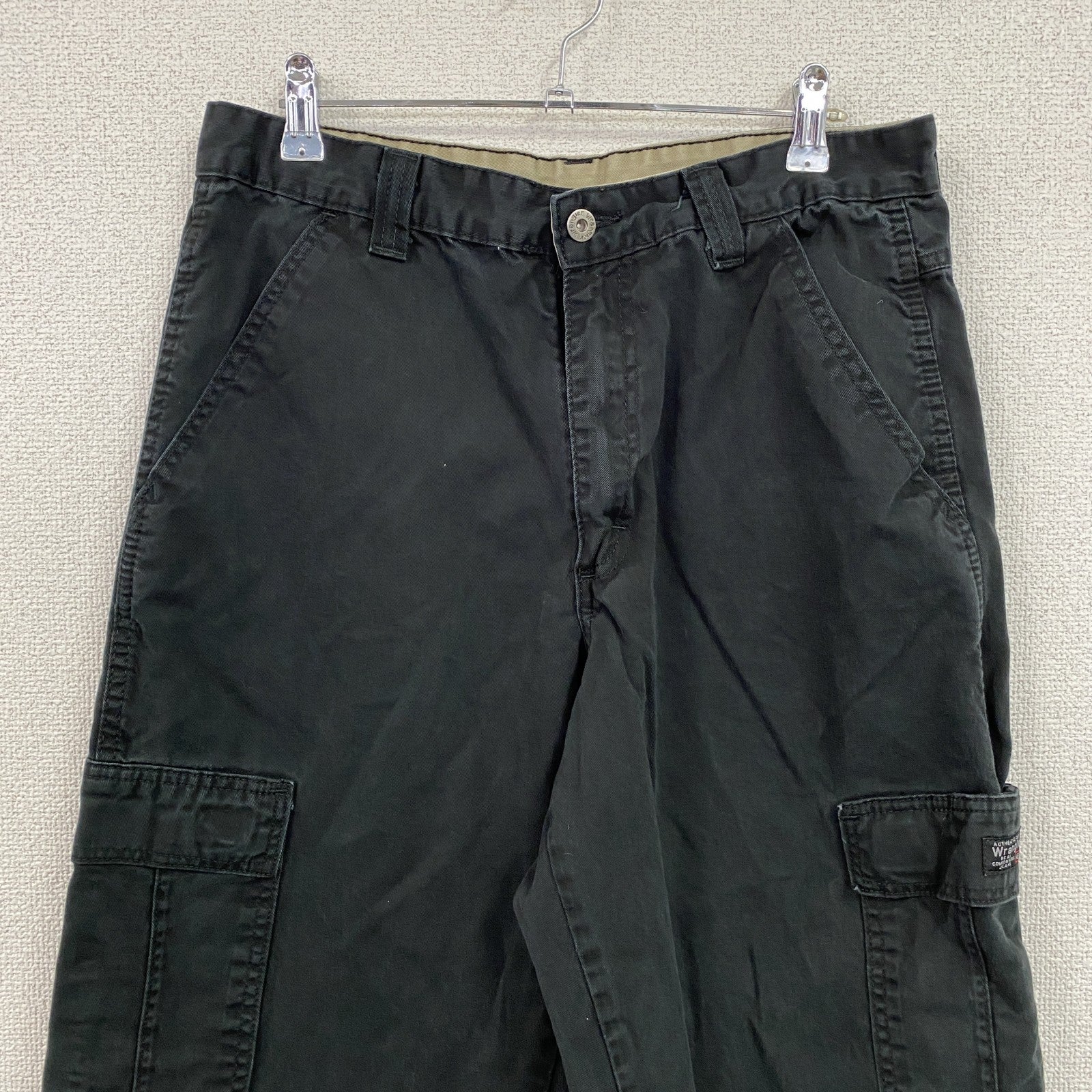 Wrangler　ラングラー　カーゴパンツ　ワークパンツ　ジップフライ　ワンポイント　黒　ブラック　32サイズ　古着