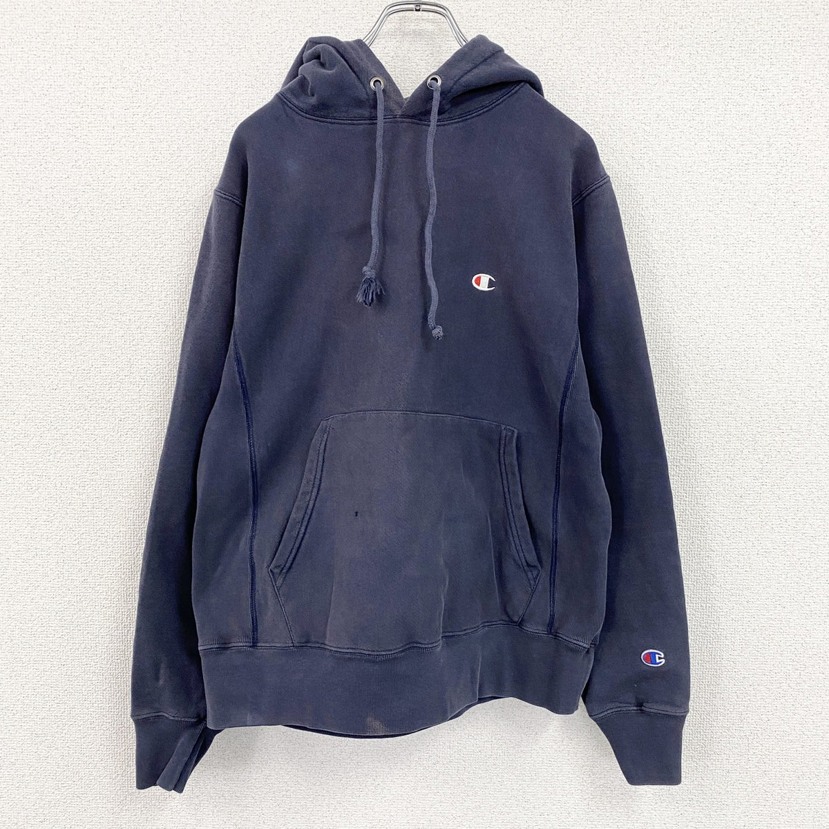 Champion　チャンピオン　リバースウィーブ　スウェットパーカー/フーディー　フェード　紺　ネイビー　Sサイズ　古着