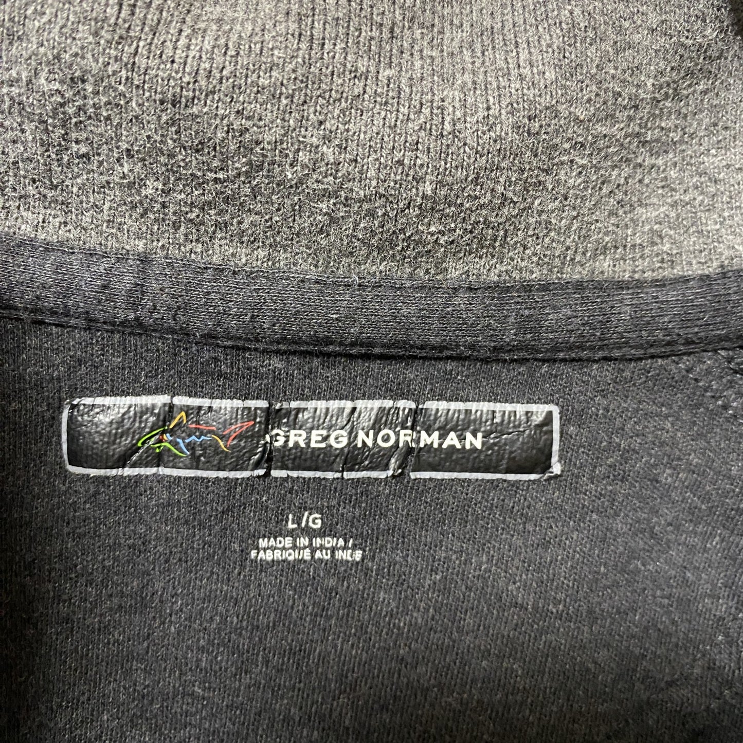 古着 used　GREG NORMAN　長袖ハーフジップスウェット　トレーナー　ワンポイントロゴ刺繡　秋冬服　ハイネック　Lサイズ