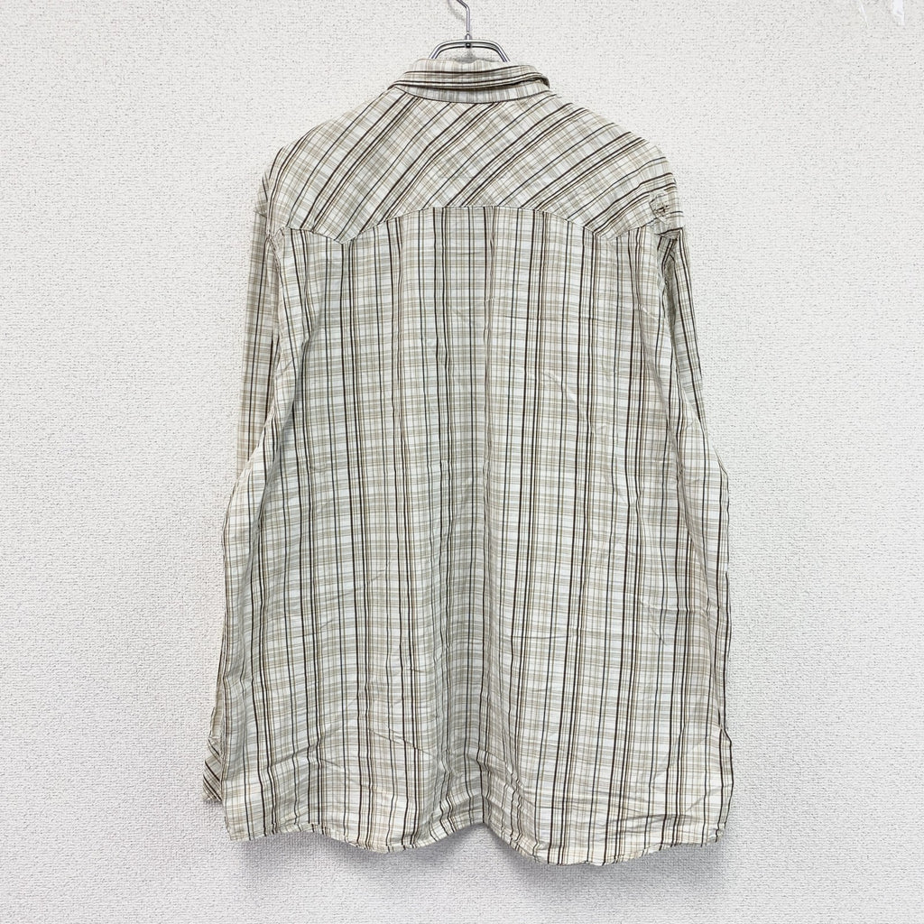 Quicksilver　クイックシルバー　長袖ウエスタンシャツ　チェック柄　フラップポケット　ベージュ　XXLサイズ　古着