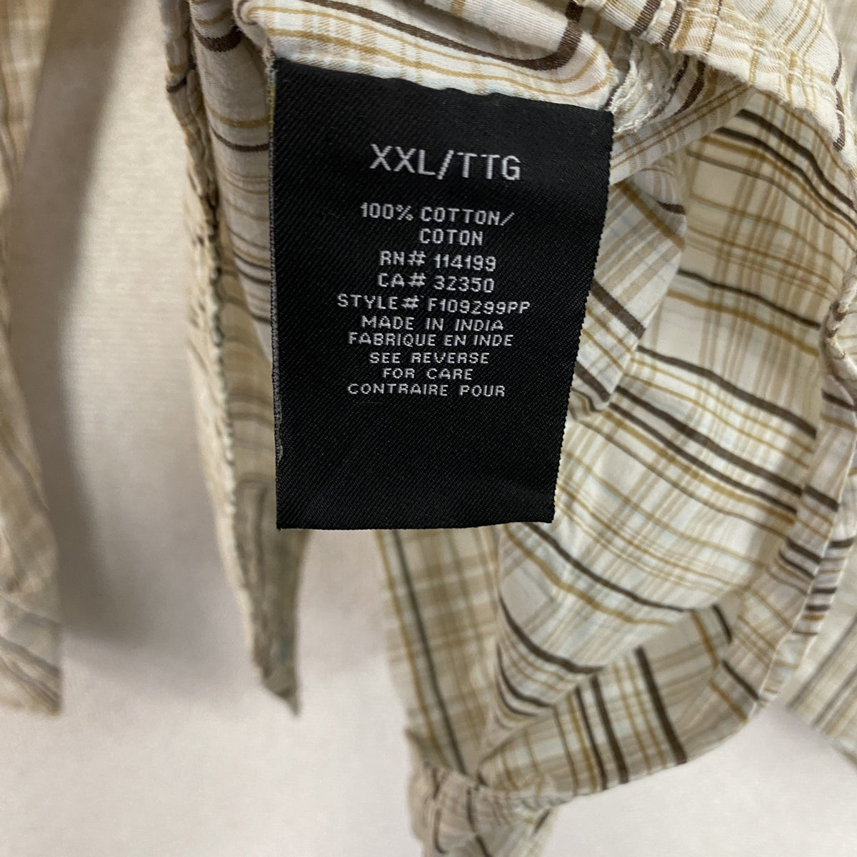 Quicksilver　クイックシルバー　長袖ウエスタンシャツ　チェック柄　フラップポケット　ベージュ　XXLサイズ　古着